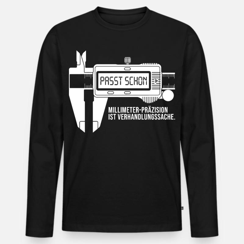 Handwerker Messschieber Millimeter Präzision - Männer Premium Bio Langarmshirt - Schwarz