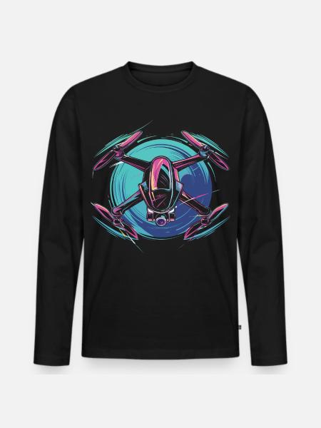 Neon Drone - Men's Premium Organic Long Sleeve Shirt - black