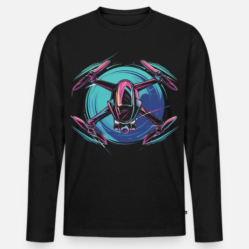 Neon Drone - T-shirt manches longues Premium bio Homme - noir