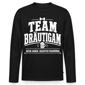 Team Bräutigam. Absichten fragwürdig - Männer Premium Bio Langarmshirt - Schwarz - Vorne - Nico (187cm)