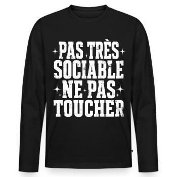 pas sociable Cadeau humour personnalisé - T-shirt manches longues Premium bio Homme - noir - Devant - Nico (187cm)