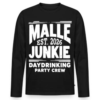 Équipe de la fête de la journée des accros à la consommation de Malle 2026 - T-shirt manches longues Premium bio Homme - noir - Devant - Nico (187cm)