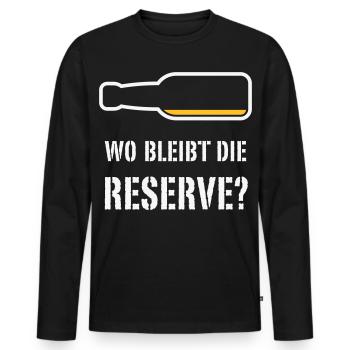 Where is the reserve? (Beer / Beer / NEG 2C) - Men's Premium Organic Long Sleeve Shirt - black - Front - Nico (187cm)
