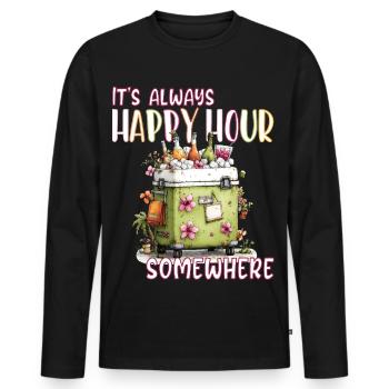 Happy Hour Somewhere - Men's Premium Organic Long Sleeve Shirt - black - Front - Nico (187cm)