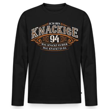 94. Geburtstag Ich Bin Knackige 94 - Männer Premium Bio Langarmshirt - Schwarz - Vorne - Nico (187cm)