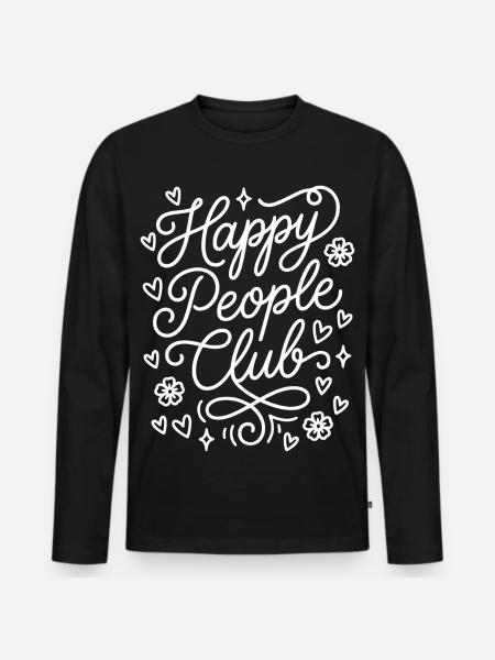 Happy People Club - Men's Premium Organic Long Sleeve Shirt - black