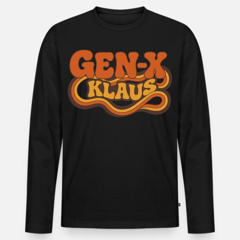 Gen-X Klaus: Psychedelic Retro - Männer Premium Bio Langarmshirt - Schwarz