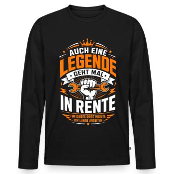 Legende geht in Rente – Werkzeug - Männer Premium Bio Langarmshirt - Schwarz - Vorne - Nico (187cm)