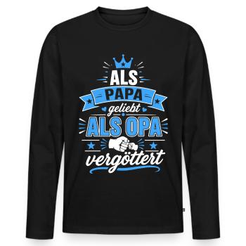 Papa liebt Opa - Familienliebe - Männer Premium Bio Langarmshirt - Schwarz - Vorne - Nico (187cm)