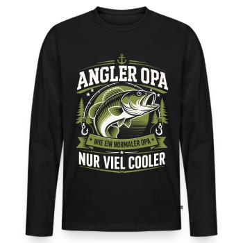 Angler Opa Viel Cooler - Männer Premium Bio Langarmshirt - Schwarz - Vorne - Nico (187cm)