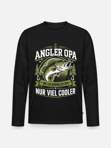 Angler Opa Viel Cooler - Männer Premium Bio Langarmshirt - Schwarz