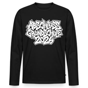 Graffiti de remise des diplômes de l’école primaire 2026 - T-shirt manches longues Premium bio Homme - noir - Devant - Nico (187cm)