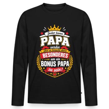 Bonus Papa – Besonderes Vatersein - Männer Premium Bio Langarmshirt - Schwarz - Vorne - Nico (187cm)