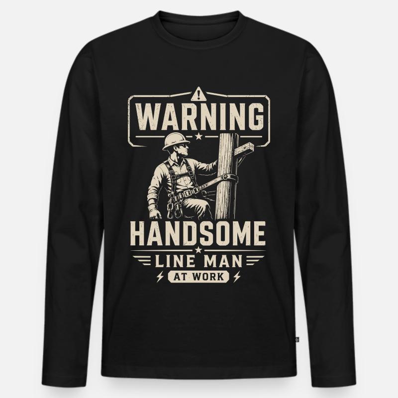 Elektrizität Kabel Technik Elektriker Motiv - Männer Premium Bio Langarmshirt - Schwarz