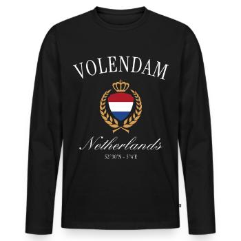 Couronne des armoiries de Volendam – Souvenir de voyage aux Pays-Bas - T-shirt manches longues Premium bio Homme - noir - Devant - Nico (187cm)