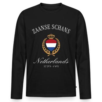 Zaanse Schans Wappen Krone Holland Reise Souvenir - Männer Premium Bio Langarmshirt - Schwarz - Vorne - Nico (187cm)