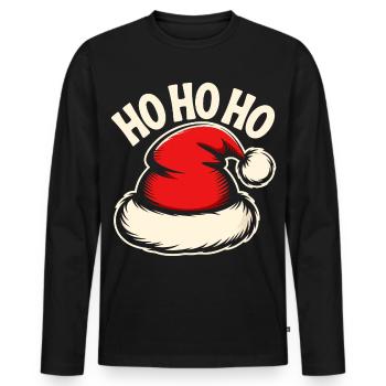 Ho Ho Ho Santa Hat - Männer Premium Bio Langarmshirt - Schwarz - Vorne - Nico (187cm)