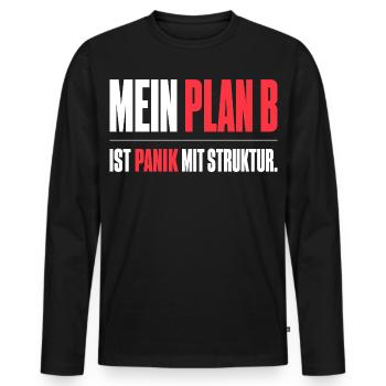 Mein Plan B - Männer Premium Bio Langarmshirt - Schwarz - Vorne - Nico (187cm)