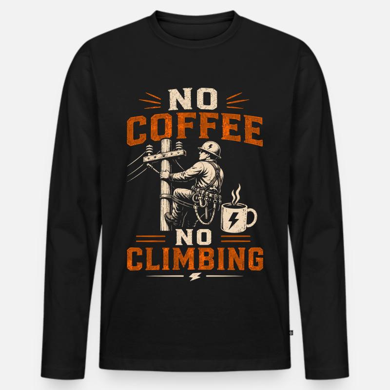 Lineman Kaffee Stromleitung Elektriker - Männer Premium Bio Langarmshirt - Schwarz