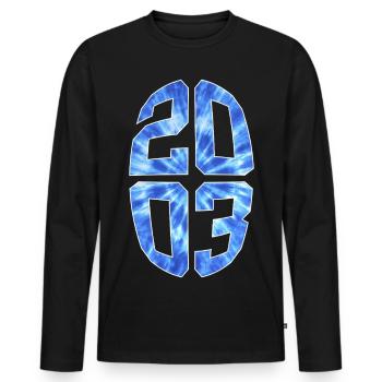 23 ANS 2003 23E ANNIVERSAIRE - T-shirt manches longues Premium bio Homme - noir - Devant - Nico (187cm)