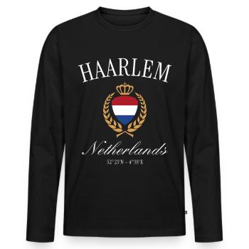 Couronne des armoiries de Haarlem – Souvenir de voyage aux Pays-Bas - T-shirt manches longues Premium bio Homme - noir - Devant - Nico (187cm)
