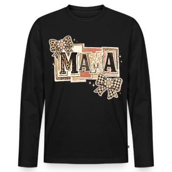 Mama Leopard und Bögen | Muttertagsgeschenk - Männer Premium Bio Langarmshirt - Schwarz - Vorne - Nico (187cm)