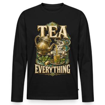 Moroccan Morocco Tea Solves Everything - Men's Premium Organic Long Sleeve Shirt - black - Front - Nico (187cm)