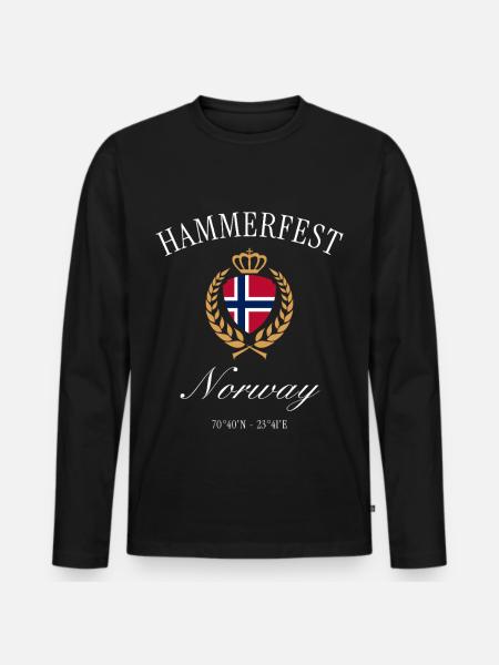 Hammerfest Norwegen Wappen Krone – Reise Souvenir - Männer Premium Bio Langarmshirt - Schwarz