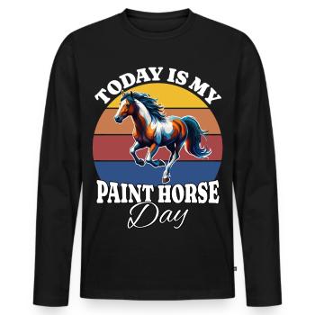 Peindre cheval Peindre cheval Peindre cheval - T-shirt manches longues Premium bio Homme - noir - Devant - Nico (187cm)