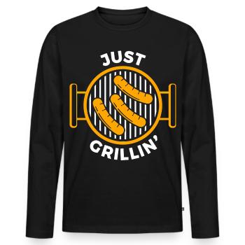 Juste griller des saucisses BBQ - T-shirt manches longues Premium bio Homme - noir - Devant - Nico (187cm)