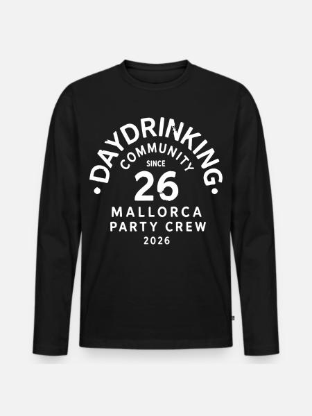Malle 2026 Daydrinking Community Party Crew - Men's Premium Organic Long Sleeve Shirt - black