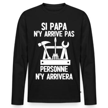 Père bricoleur sans faille - T-shirt manches longues Premium bio Homme - noir - Devant - Nico (187cm)