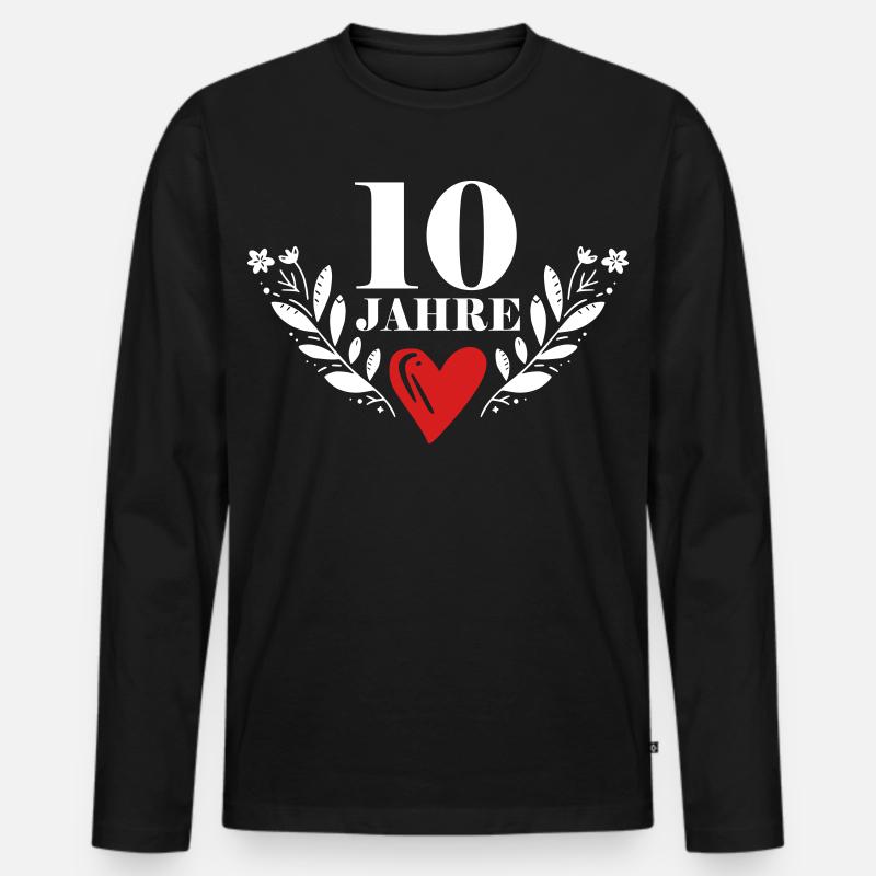 10 Jahre Jubiläum Lorbeerkranz - Männer Premium Bio Langarmshirt - Schwarz