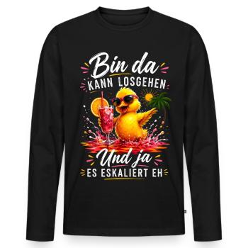 Bin da Eskaliert Ente Sommer Party - Männer Premium Bio Langarmshirt - Schwarz - Vorne - Nico (187cm)