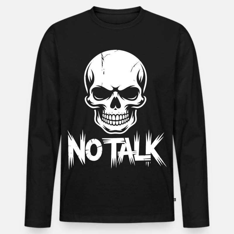 No talk Skull - Männer Premium Bio Langarmshirt - Schwarz
