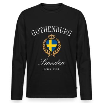 Couronne des armoiries de Göteborg Suède – Souvenir de voyage - T-shirt manches longues Premium bio Homme - noir - Devant - Nico (187cm)