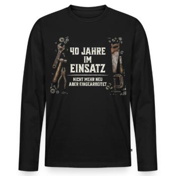 40. Geburtstag Handwerker Geschenk Werkzeug Spruch - Männer Premium Bio Langarmshirt - Schwarz - Vorne - Nico (187cm)