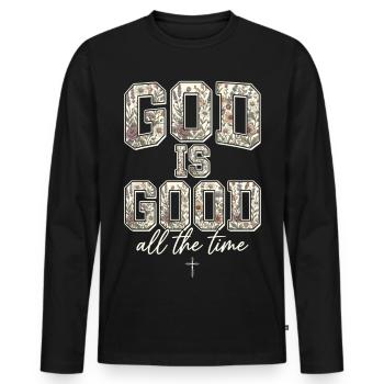 Gott ist immer gut Christ - Männer Premium Bio Langarmshirt - Schwarz - Vorne - Nico (187cm)