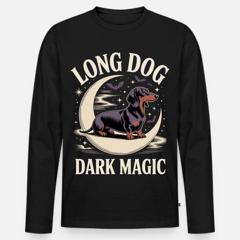 Dark Magic Dackel - Männer Premium Bio Langarmshirt - Schwarz