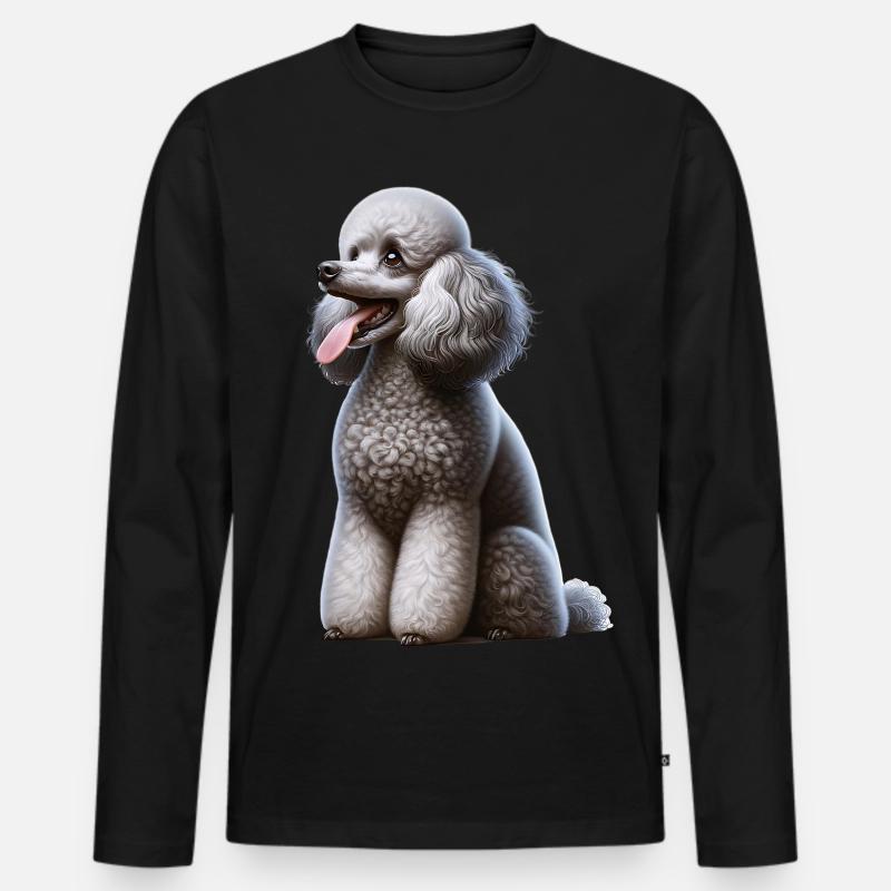 Pudel Poodle - Männer Premium Bio Langarmshirt - Schwarz