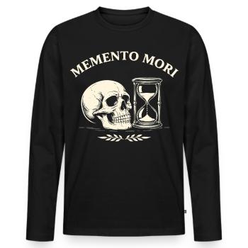 Memento Mori Skull - Men's Premium Organic Long Sleeve Shirt - black - Front - Nico (187cm)
