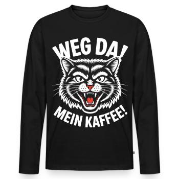 Mein Kaffee - Männer Premium Bio Langarmshirt - Schwarz - Vorne - Nico (187cm)