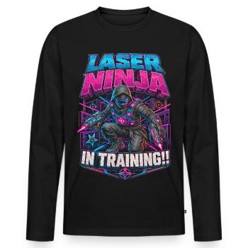 Ninja du laser tag en formation - T-shirt manches longues Premium bio Homme - noir - Devant - Nico (187cm)