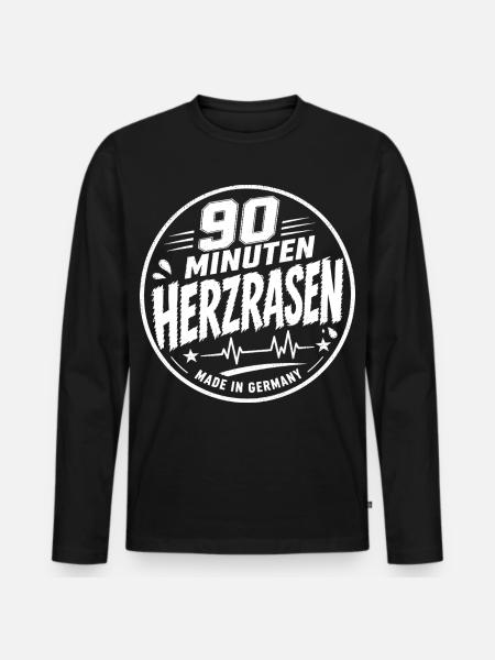 90 Minuten Herzrasen - Männer Premium Bio Langarmshirt - Schwarz