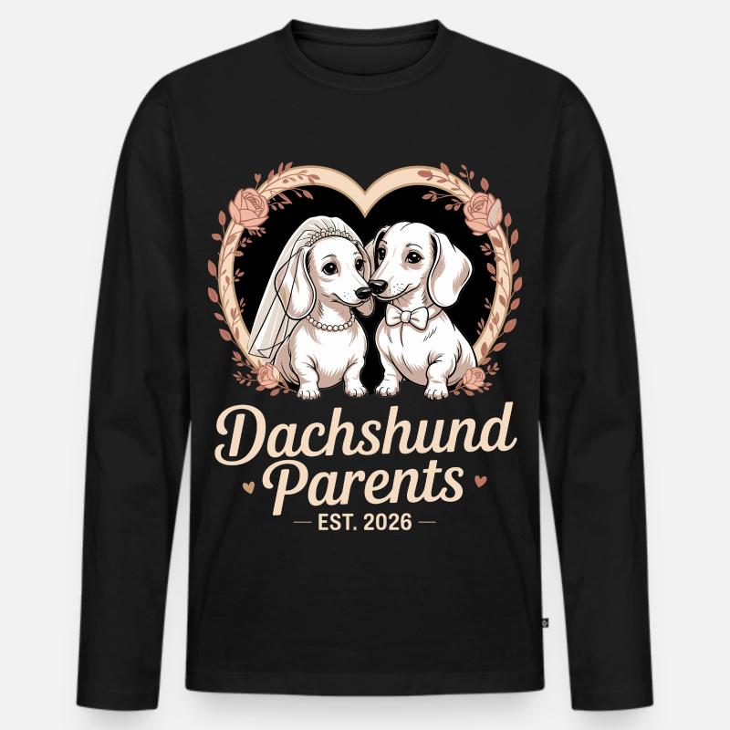 Dackel Eltern 2026 - Männer Premium Bio Langarmshirt - Schwarz