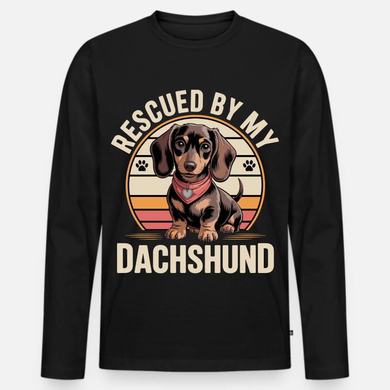 Dackel Retro - Männer Premium Bio Langarmshirt - Schwarz