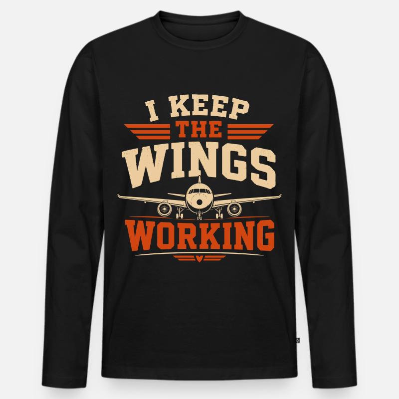 Flugzeug Technik Wartung Und Luftfahrt - Männer Premium Bio Langarmshirt - Schwarz