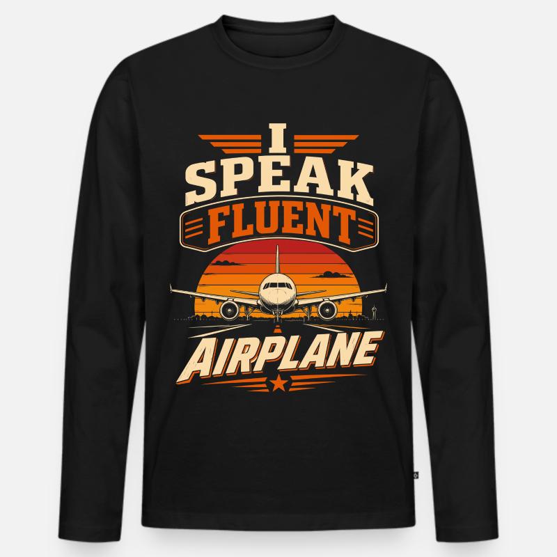 Flugzeug Mechanik Technik Und Luftfahrt - Männer Premium Bio Langarmshirt - Schwarz