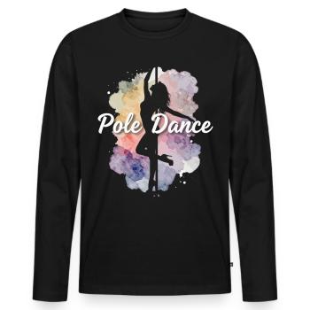 Pole Dance Silhouette: Watercolor Woman in High Heels - Men's Premium Organic Long Sleeve Shirt - black - Front - Nico (187cm)