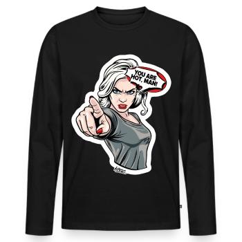 Pointage Féminin Féroce Comique - T-shirt manches longues Premium bio Homme - noir - Devant - Nico (187cm)